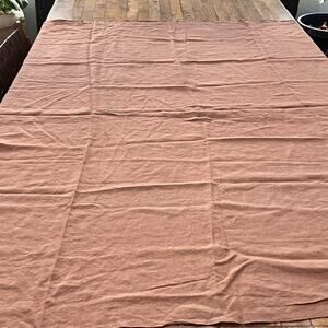 Mauve Soft Pink Linen Tablecloth 63 x 47" Cottage Vintage Farmhouse